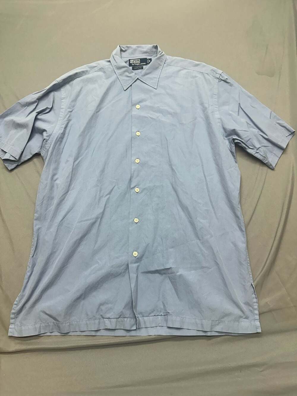 Polo by Ralph Lauren Clayton 100% Cotton Short Sleeve Blue Button Up Shirt
